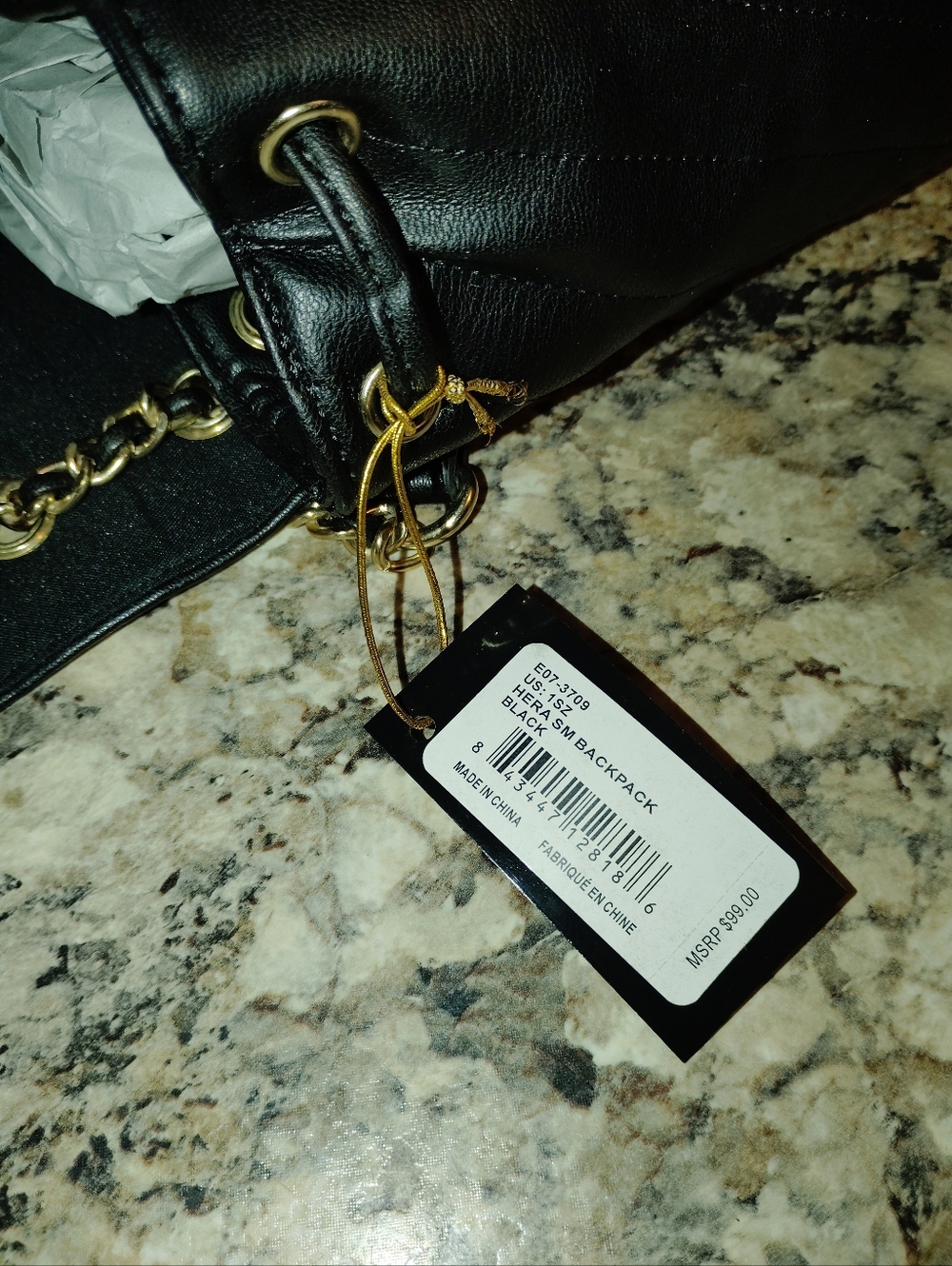 bebe Black Quilted Backpack with Gold Chain Accent. Brand New With Tags - Picture 5 of 7